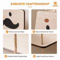 Support de pot de fleurs suspendu en bois créatif en forme de chat ou de hibou, pour la décoration de la maison et du jardin