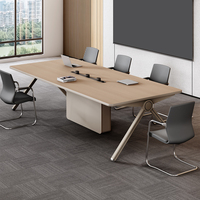 Bureau de réunion en bois pour 10 personnes au design moderne et luxueux Mobilier de bureau-Table de conférence à panneaux