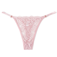 String en dentelle européenne et américaine pour femme, broderie florale, sexy, respirant, antibactérien, grande taille, taille basse, en nylon