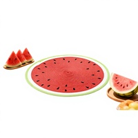 Napperon rond classique isolant en plastique PP écologique, motif citron et pastèque, style occidental tressé, pour assiettes et bols