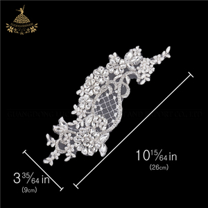 Nguyên Bản Handmade Đính Cườm Cô Dâu Sequin Sash Hotfix Rhinestone Thân Đường Viền Cổ Áo Pha Lê May Trên Rhinestone Đính - Product Image 3