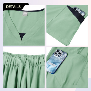 Women's Scrub Set Moisture Wicking Knitted Split Uniform Hospital Clinic Nurse Wear S XXL - Product Image 2