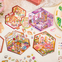 Autocollants de scène de maison 3D mignons et amusants de style chinois autocollants transparents pour scrapbooking