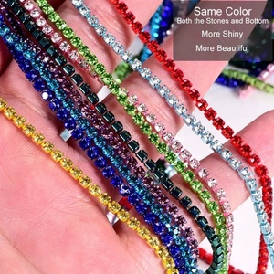 Chaîne de strass colorée Oleeya en gros, 10 yards, avec base et pierres de la même couleur, garniture en strass de verre, chaîne de coupe en cristal - Product Image 3