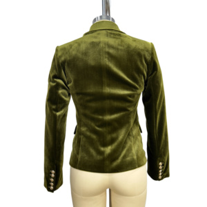 <span class=keywords><strong>Blazer</strong></span> de <span class=keywords><strong>terciopelo</strong></span> <span class=keywords><strong>verde</strong></span> para <span class=keywords><strong>mujer</strong></span>, con solapa, doble botonadura, lujoso, de PU, estilo urbano, ropa de <span class=keywords><strong>mujer</strong></span> - Product Image 3