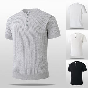 Chemise d'été haut de gamme <span class=keywords><strong>Henry</strong></span> Style à manches courtes torsadées, coupe ajustée, respirante, boutonnée, style <span class=keywords><strong>Old</strong></span> Money, en soie glacée 220g pour homme - Product Image 2