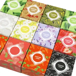Petites boîtes d'emballage en papier d'art de savon fait main imprimées sur mesure polychrome boîte d'emballage de savon cosmétique