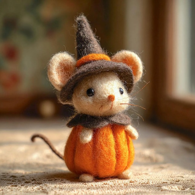 Needle Felted Mouse  Handmade Wool Valentine's Day Gift Winter Decor Adorable Animal Figurine for Dollhouse Collection