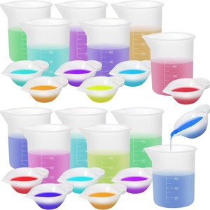 Tasses à mesurer pliables en silicone Tweller 50ML 100ML 250ML 500ML, réutilisables, avec échelle précise pour l'artisanat et la pâtisserie - Product Image 2