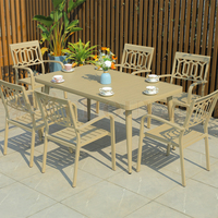 Ensemble de chaises et table de bistrot empilables en aluminium, mobilier d'extérieur, finition thermolaquée, design contemporain, cour, villa, 2-3 personnes