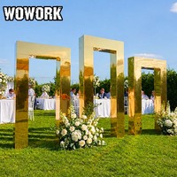 Arche de mariage détachable carrée blanche en métal WOWORK 2026, support de fond en fer pour la décoration de fête de mariage
