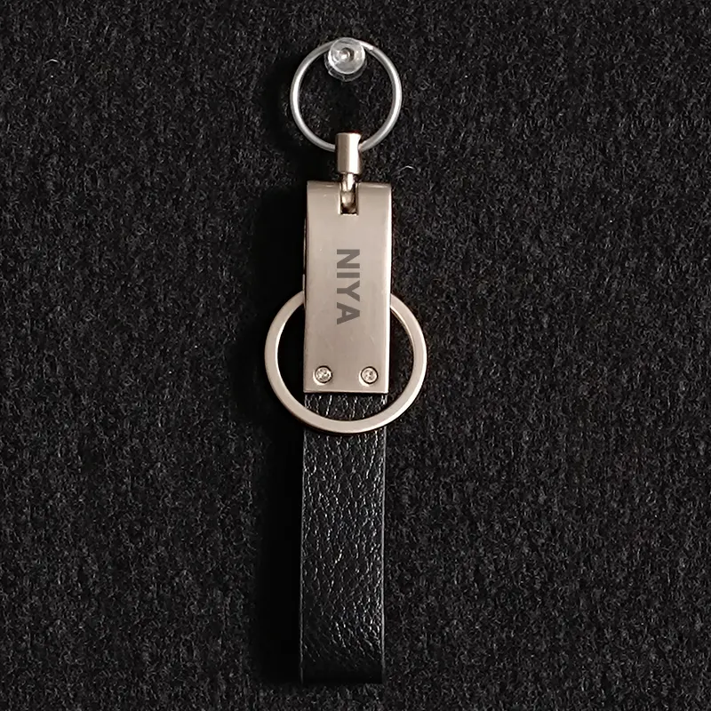 Promotional Gift Custom Design Key Holder Keyring Personalized Stamped Luxury Metal Leather Keychain For Engraving