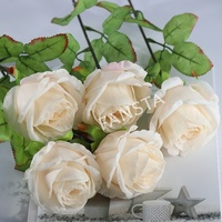 Bouquet de roses artificielles vintage à bords brûlés, centre de table décoratif, fausses fleurs pour mariage, maison, arrangement de table à manger