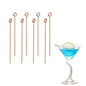 4 inch Cocktail Toothpicks Food-Grade Swizzle Sticks Stainless Steel Martini copper cocktail Picks