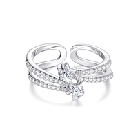 Bagues ouvertes en cuivre style coréen, ornées de papillons sertis micro-pavé, réglables, pour femmes, vente en gros de pièces