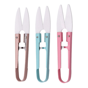 Tijeras de cerámica para hilo, hoja de acero inoxidable en forma de U para coser, cortar hilo de pescar, uso doméstico - Product Image 2