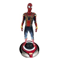 Sculpture Spider-Man grandeur nature 1:1 avec éclairage LED, en fibre de verre et résine, peinte artistiquement, objet de collection tendance, décoration