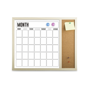 Magnetic Chalkboard Calendar 36" X 24" Black Boards for <strong>Walls</strong> Monthly <strong>Planner</strong> Board Bulletin Combo Board Wooden Frame - Product Image 1