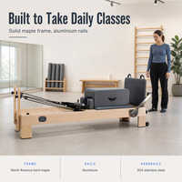 Machine de Pilates Reformer en bois d'érable massif durable avec 5 ressorts allemands réglables, écologique, pour le fitness corporel et l'utilisation en studio