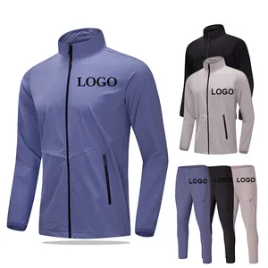 Conjunto Deportivo LAYENNE de Dos Piezas para Hombre, 90% Nailon, con Logotipo Personalizado, Pantalones Deportivos con Cierre Completo, <span class=keywords><strong>Ropa</strong></span> de Fitness, Traje para Correr y Entrenar - Product Image 1
