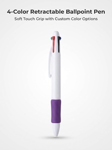 4-in-1 Mehrfarbiger Kugelschreiber aus Kunststoff, 1,0 mm, Glatt Schreibender Stift mit Schwarzer, Blauer, Roter und Grüner Tinte, Anpassbare Farbe und Logo für Büro und Studenten - Product Image 2
