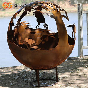 Corten Steel Outdoor Artistic Decorative <b>Fire</b> <b>Pit</b> Bowl Freestanding Warming Sphere for Patio for Firewood <b>Fire</b> <b>Pits</b> - Product Image 1