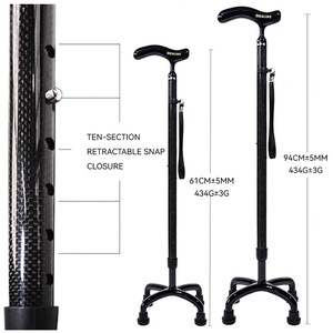 Canne télescopique en fibre de carbone, 2 sections, ultralégère, durable, avec patins antidérapants pour le soutien des personnes âgées - Product Image 3