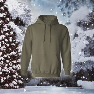 Sweat-shirt à capuche vert olive pour homme, coupe ample, 100% coton molletonné, pull décontracté uni, sweat-shirt tricoté pour l'hiver - Product Image 3