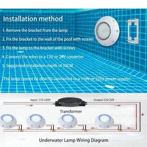 Lámpara LED Exclusiva para <span class=keywords><strong>Piscina</strong></span> con Control Remoto Inalámbrico RF, AC12V, IP68, Resistente al Agua, Foco Subacuático <span class=keywords><strong>de</strong></span> Pared - Product Image 4