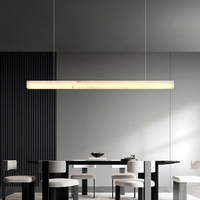 Lustre design pour table à manger, restaurant, cuisine, bar, décoration minimaliste, luminaire suspendu en marbre, lustre linéaire en albâtre
