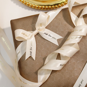 Wholesale Self-adhesive Back Grosgrain Ribbon Rolls <strong>Printed</strong> Your Logo Decorative <strong>Pre</strong> Tied Elastic Packing Bow Ribbons - Product Image 1