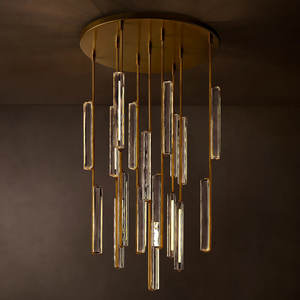 Lustre en cristal K9 de haute qualité, grand, long, moderne et luxueux pour hall d'hôtel, escalier de villa dorée. - Product Image 2