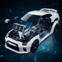 Réveil de voiture sport avec effets sonores et lumineux réalistes de moteur, horloge de voiture de course avec écran LED ultra-clair pour promotion