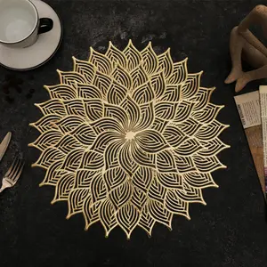 Fabriek Direct Hollow Cut Luxe Wasbare Kerstfeest Bloem Pvc Ronde Placemat