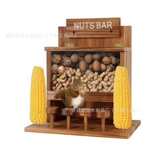 Comedero de Madera para Ardillas, Caja de Almacenamiento de Nueces para Exteriores con Casa de Observación, Estación de Alimentación para Animales Salvajes, Color Quemado - Product Image 5