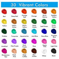 Ensemble de peinture acrylique de 30 couleurs comprenant 3 pinceaux, coffret cadeau complet pour enfants, toile de peinture pour adultes, bois, céramique