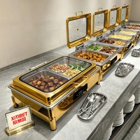 XITIBET Ensemble chauffe-plats rectangulaire de luxe en acier inoxydable 9L noir pour buffet de mariage et de fête, prix spécial