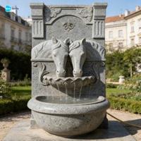 Fontaine murale en marbre sculptée à la main en forme de tête de cheval pour la décoration de jardin, fournisseur d'usine, à vendre
