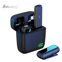 Microphone cravate à condensateur Baiwangli SX5 SX6 avec lumières LED, portable et sans fil pour l'enregistrement vidéo, les vlogs, TikTok, Instagram, rechargeable