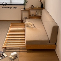 Sofá Cama Moderno Minimalista de Madera Maciza, Extensible, con Función de Cama para Invitados, Personalizable