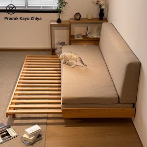 Lit de repos moderne minimaliste en bois massif, canapé-lit coulissant extensible, cadre de lit d'appoint personnalisé - Product Image 3