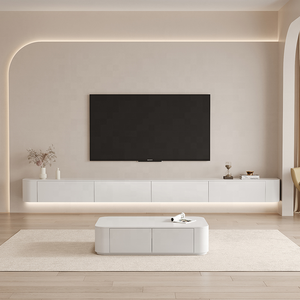 Fornecedor Chinês de Rack de <span class=keywords><strong>TV</strong></span> Suspenso para Sala de Estar com Luz <span class=keywords><strong>LED</strong></span> Gabinete de <span class=keywords><strong>TV</strong></span> Moderno Branco - Product Image 2