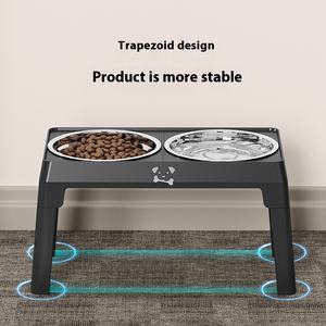 Mangkuk anjing baja tahan karat ramah lingkungan dengan tinggi yang dapat disesuaikan mangkuk ganda untuk peralatan lipat anjing sedang & besar - Product Image 4