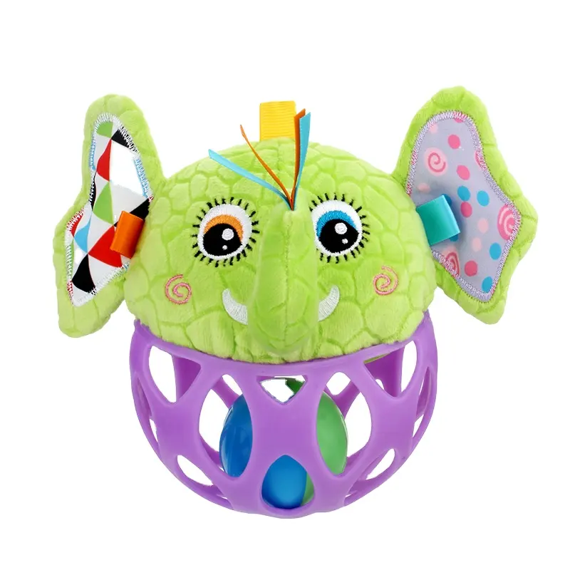 Großhandel Jolly baby Tier Eule Löwe Elefant Soft Plush Crinkling Rassel Spielzeug ball für Baby spielen 0-12 Monate