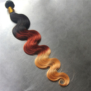 Extensiones de Cabello Humano con Tres Tonos de Color Ombre 6a 1B 33 27, Extensiones de Cabello Teñido Color Vino - Product Image 3