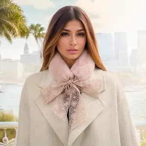 Winter Sets Faux Fur Ladies Scarves Warm Earmuffs with Scarf with lace tie Keep Warm