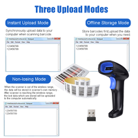 Personnalisation d'usine Scanner de codes-barres sans fil 2D Interface filaire + sans fil Lecteur de codes-barres 1D avec support