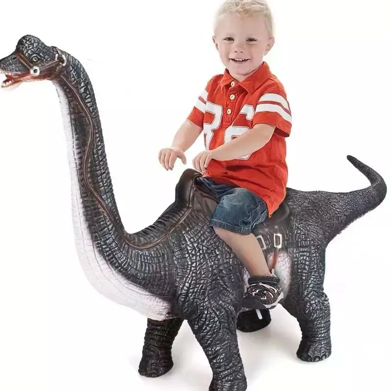 Simulation kids electric ride on soft rubber dinosaur toys with sound lights