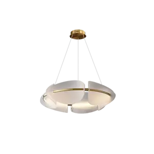 Light luxury style white acrylic shell lampshade three-color light pendant light for living room