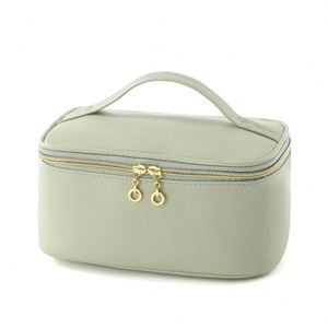 PU Leather Fashion Handled Zipper <b>Large</b> Capacity Waterproof Travel <b>Makeup</b> Storage Cosmetic <b>Bag</b> with Custom Logo - Product Image 4